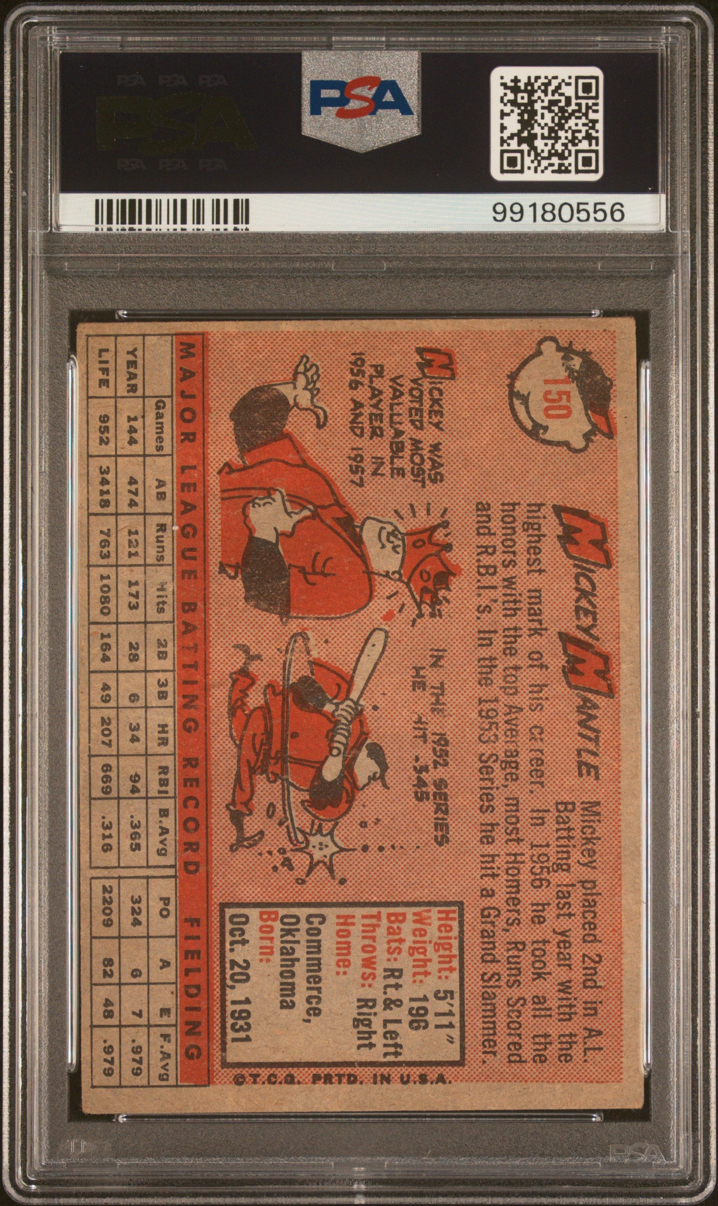 1958 Topps Mickey Mantle #150 PSA 2