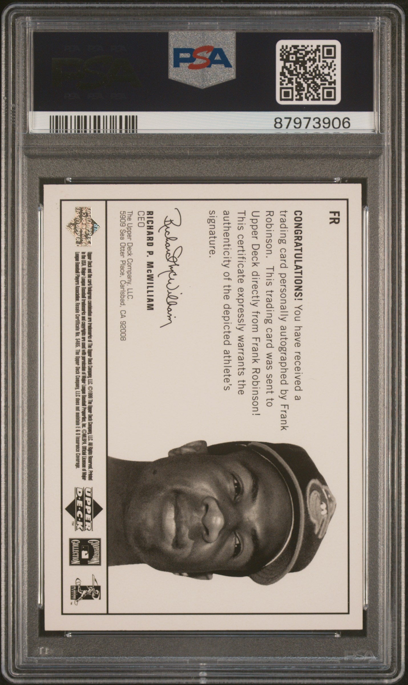 1999 Upper Deck Century Legends Epic Signatures Frank Robinson #FR PSA 10