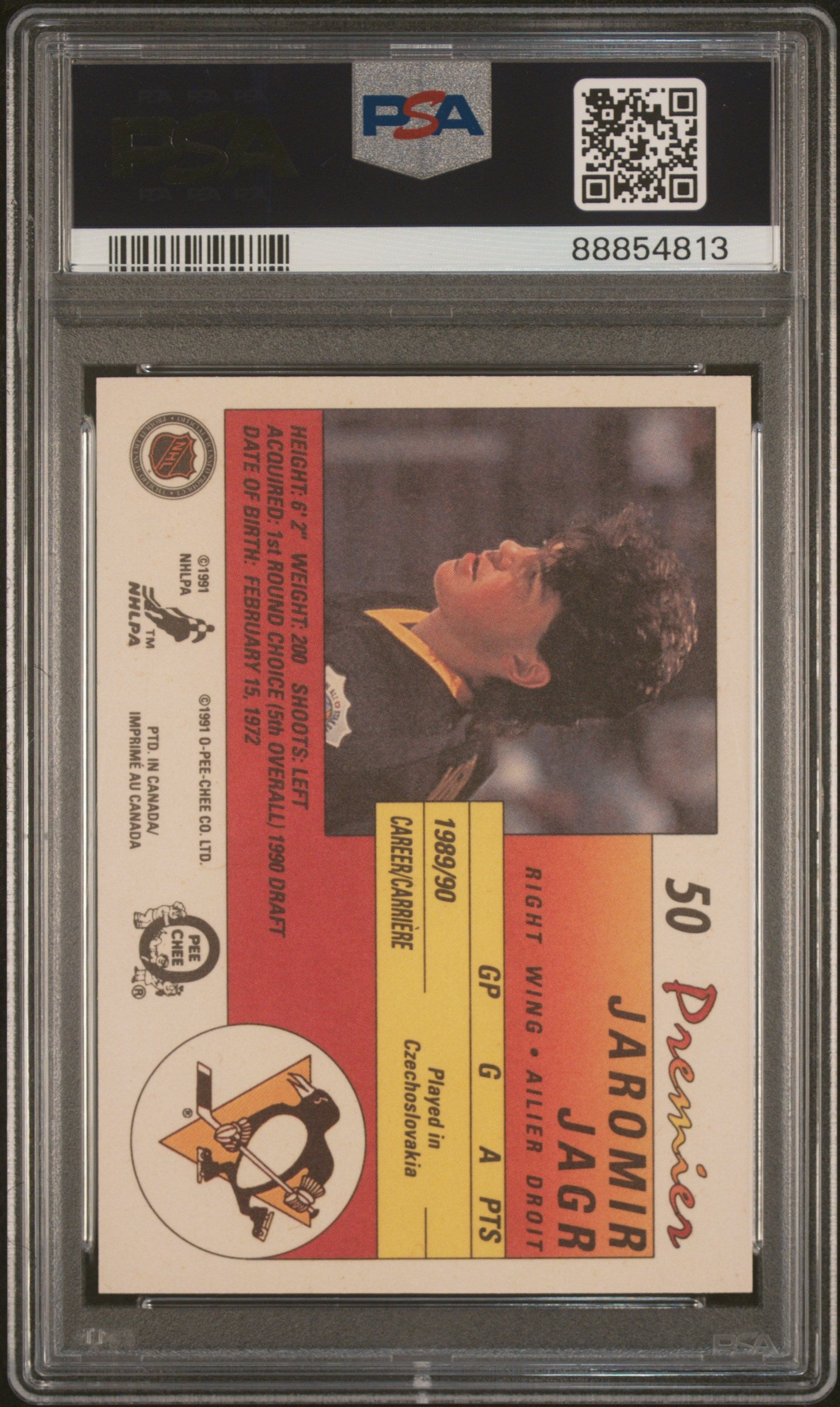 1990 O-Pee-Chee Premier Jaromir Jagr #50 PSA 10