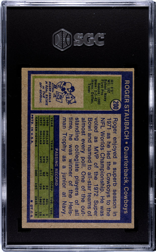 1972 Topps Roger Staubach #200 SGC 5
