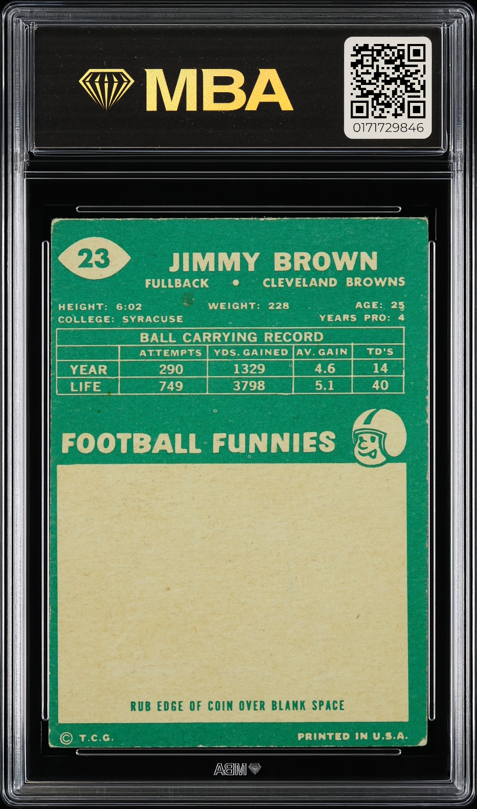 1960 Topps Jim Brown #23 MBA 3