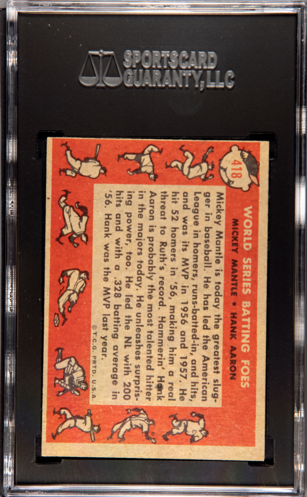 1958 Topps W. S. Batting Foes #418 SGC 5
