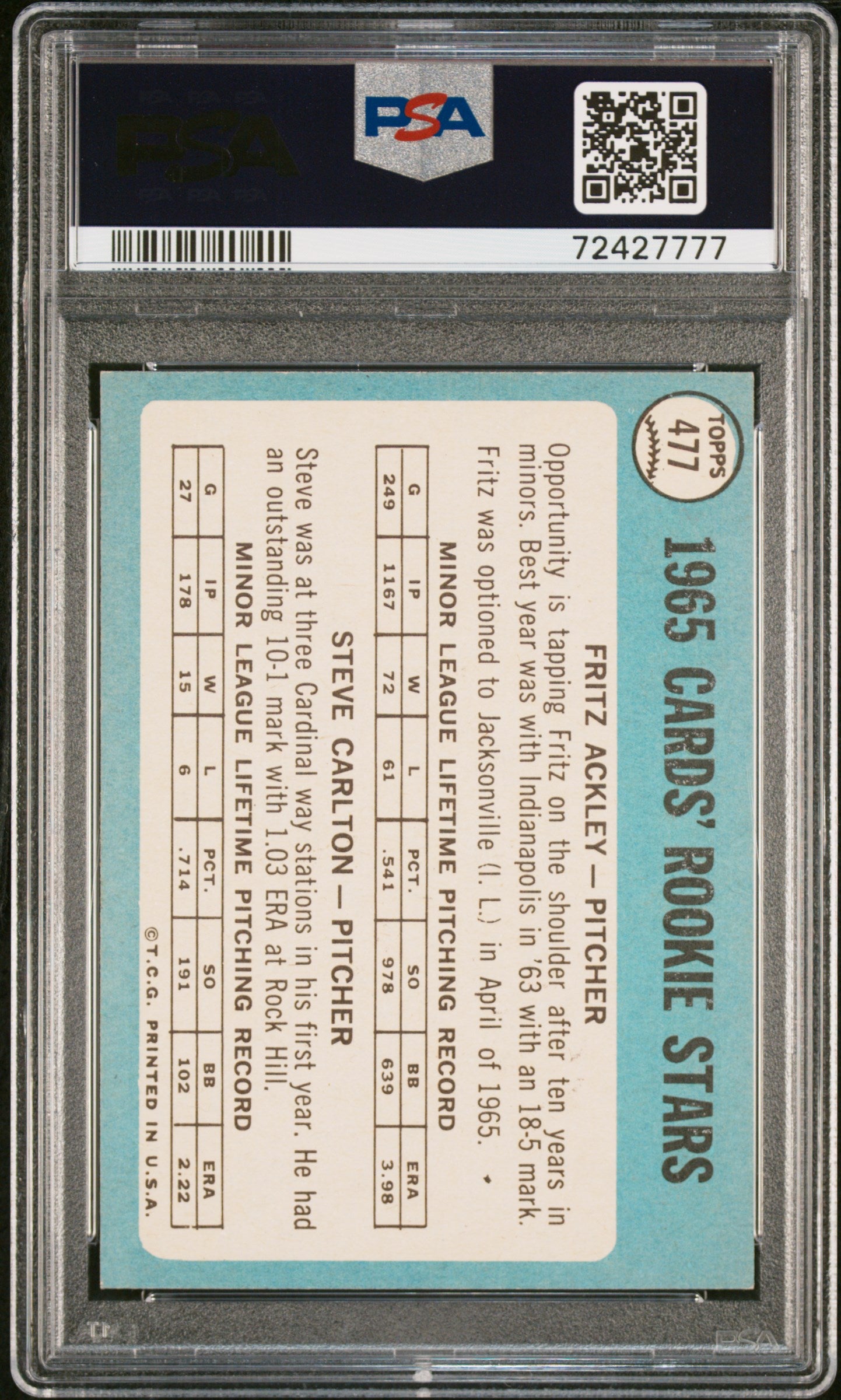 1965 Topps Cardinals Rookies #477 Cardinals Rookies PSA 6 Auto 10
