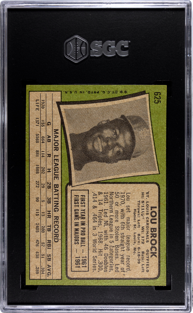 1971 Topps Lou Brock #625 SGC 7