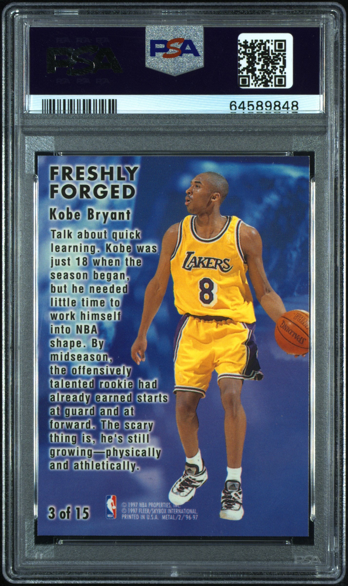 1996 Metal Freshly Forged Kobe Bryant #3 PSA 8