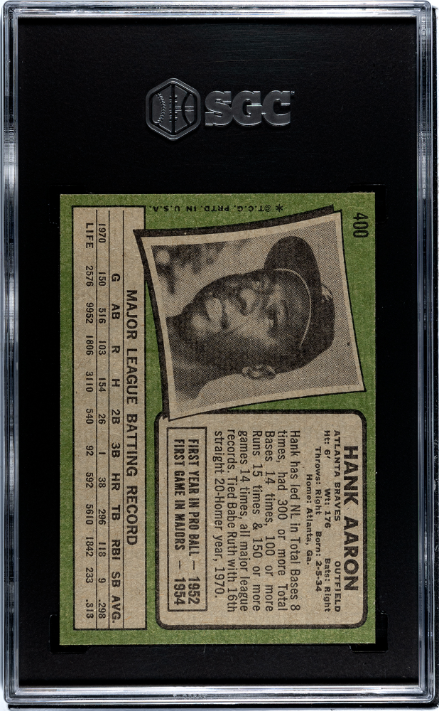 1971 Topps Hank Aaron #400 SGC 8