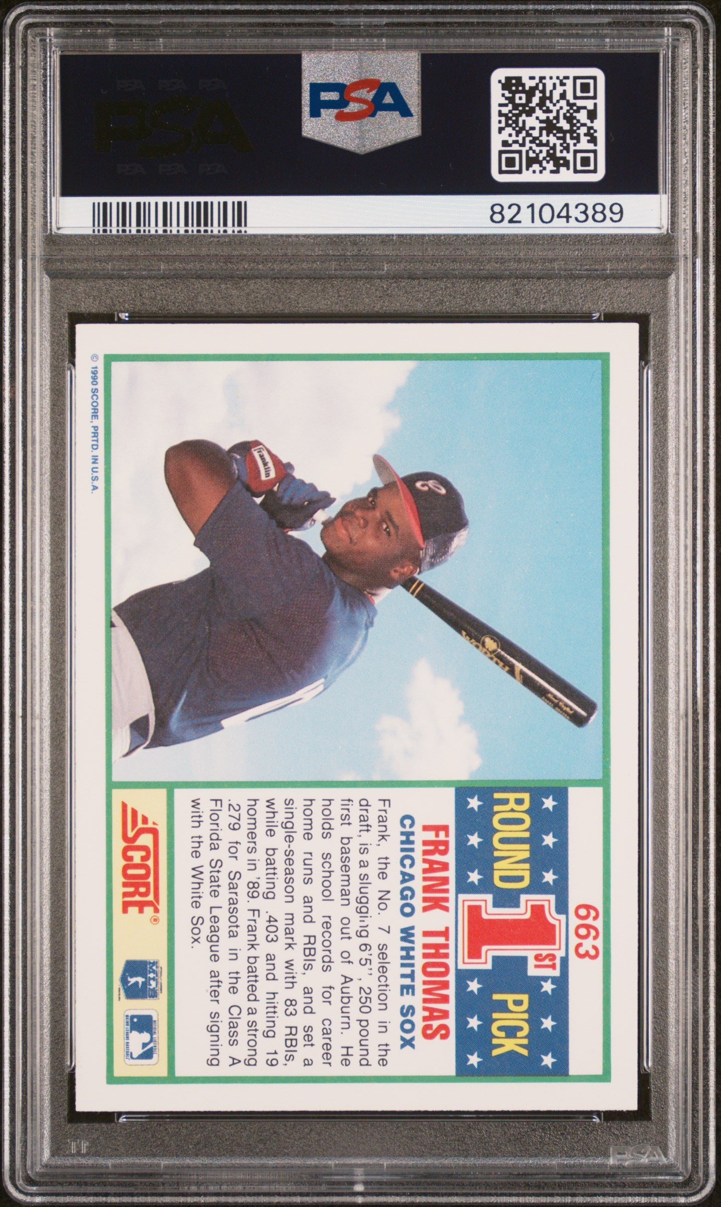 1990 Score Frank Thomas #663 PSA 10
