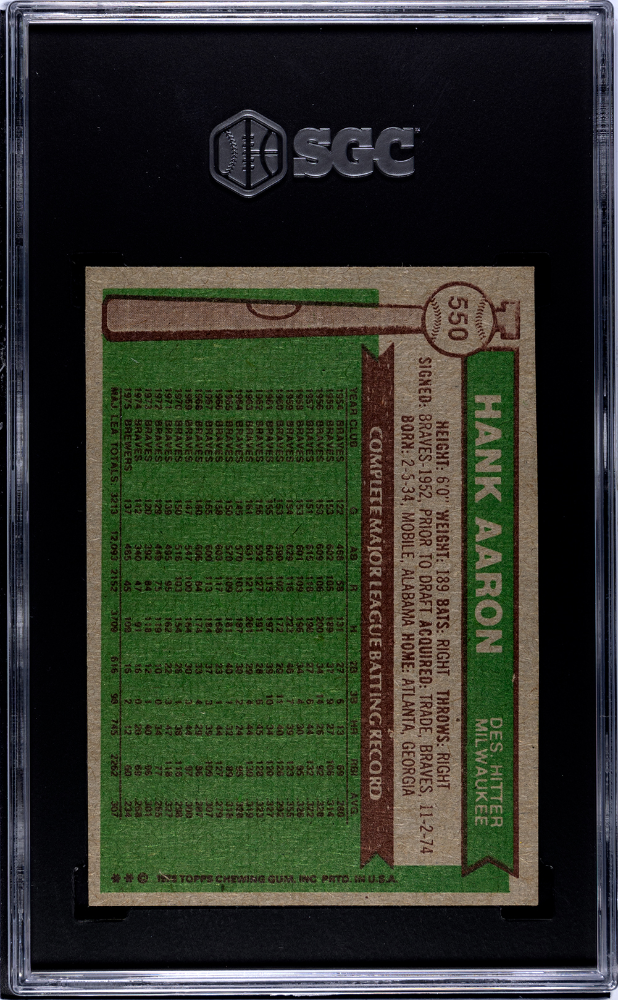 1976 Topps Hank Aaron #550 SGC 8