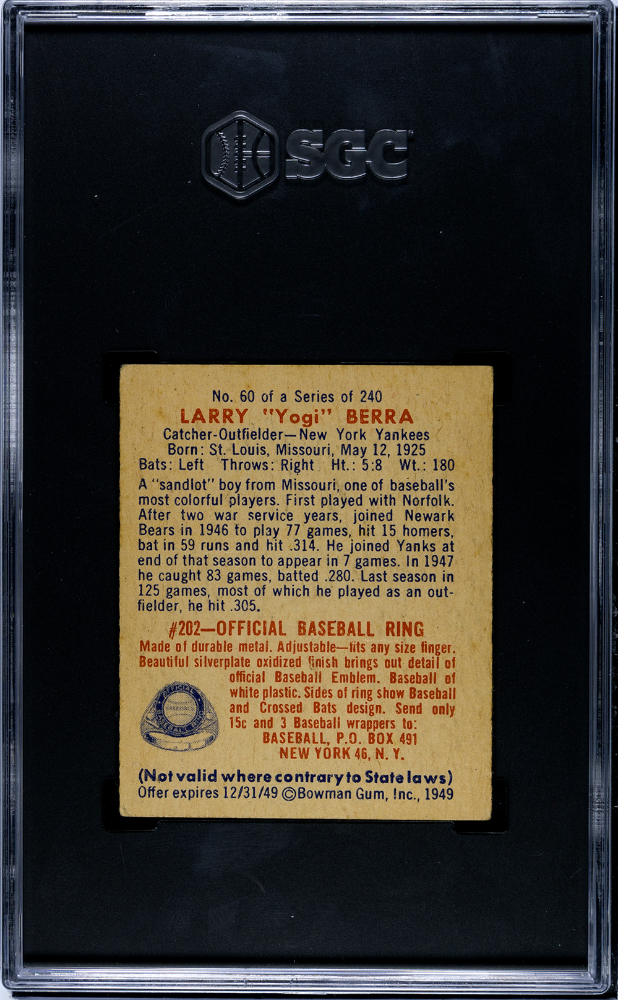 1949 Bowman Yogi Berra #60 SGC 3