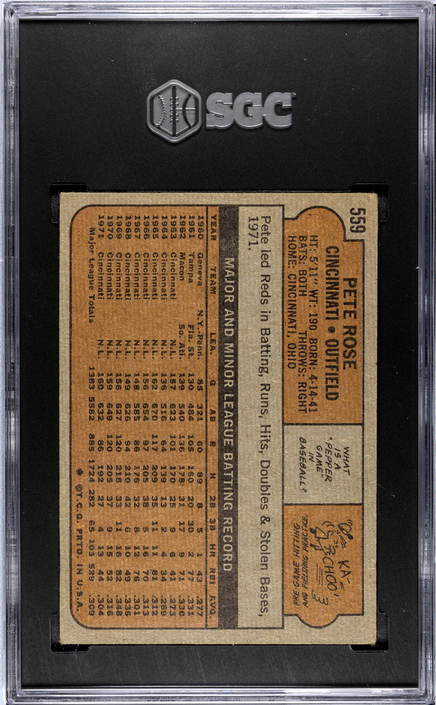 1972 Topps Pete Rose #559 SGC 3