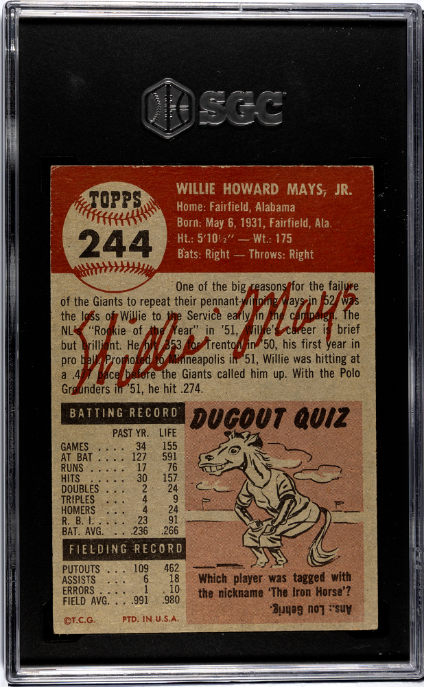 1953 Topps Willie Mays #244 SGC A