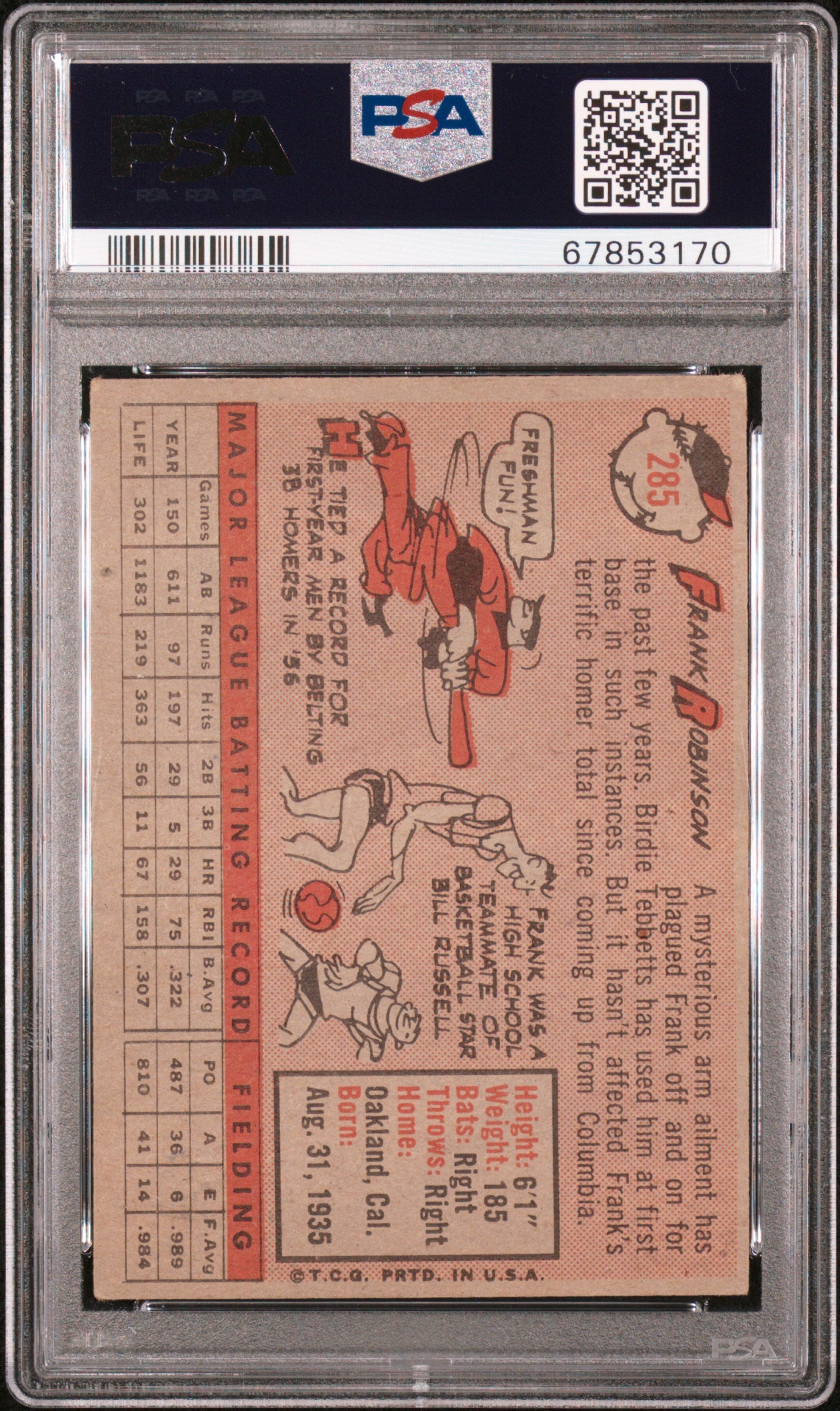 1958 Topps Frank Robinson #285 PSA 4