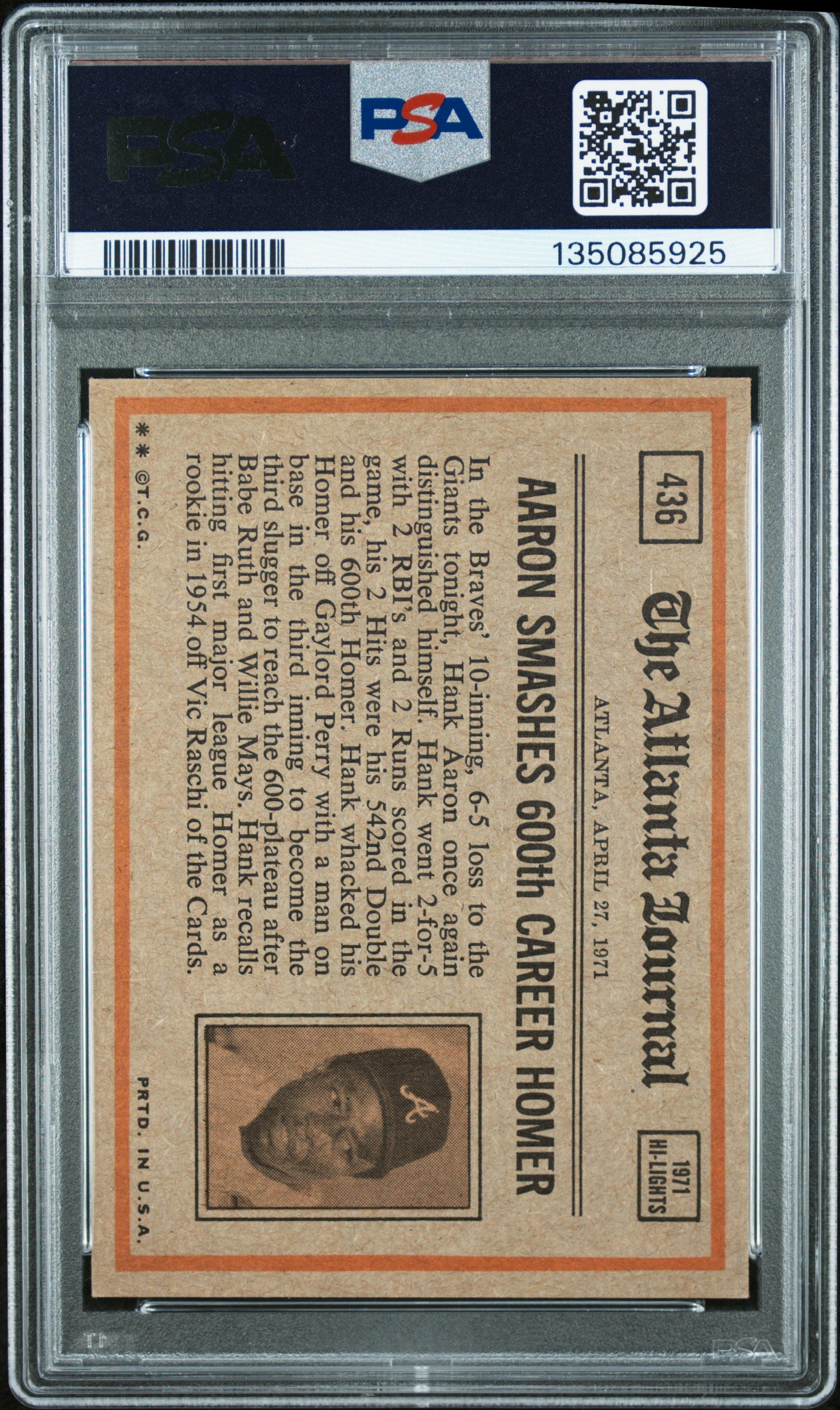 1972 Topps Reggie Jackson #436 In Action PSA 7.5