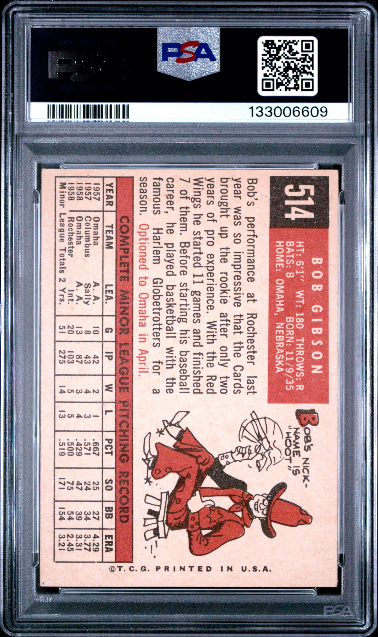 1959 Topps Bob Gibson #514 PSA 5.5