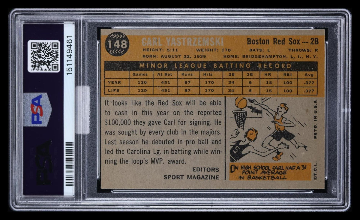 1960 Topps Carl Yastrzemski #148 Rookie Star MBA 6 PSA Auto 10 MBA Bronze