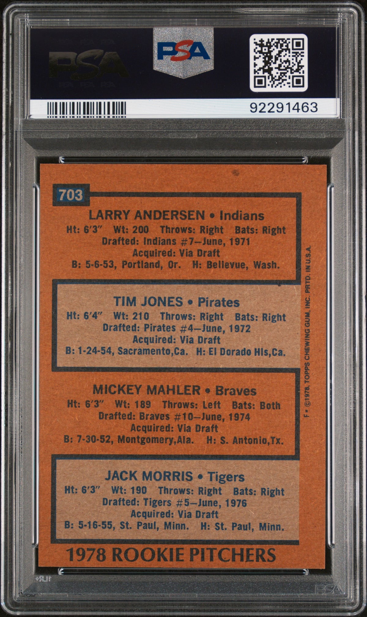 1978 Topps Rookie Pitchers #703 PSA 9