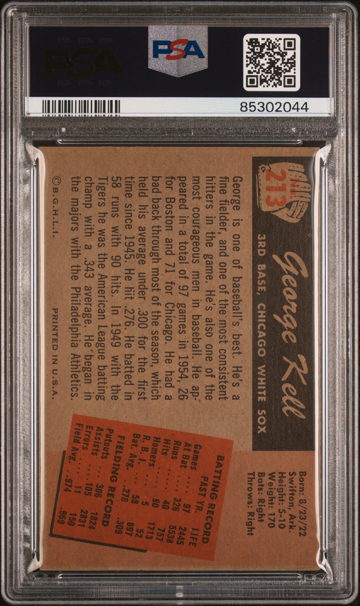 1955 Bowman George Kell #213 PSA 5 Auto 8