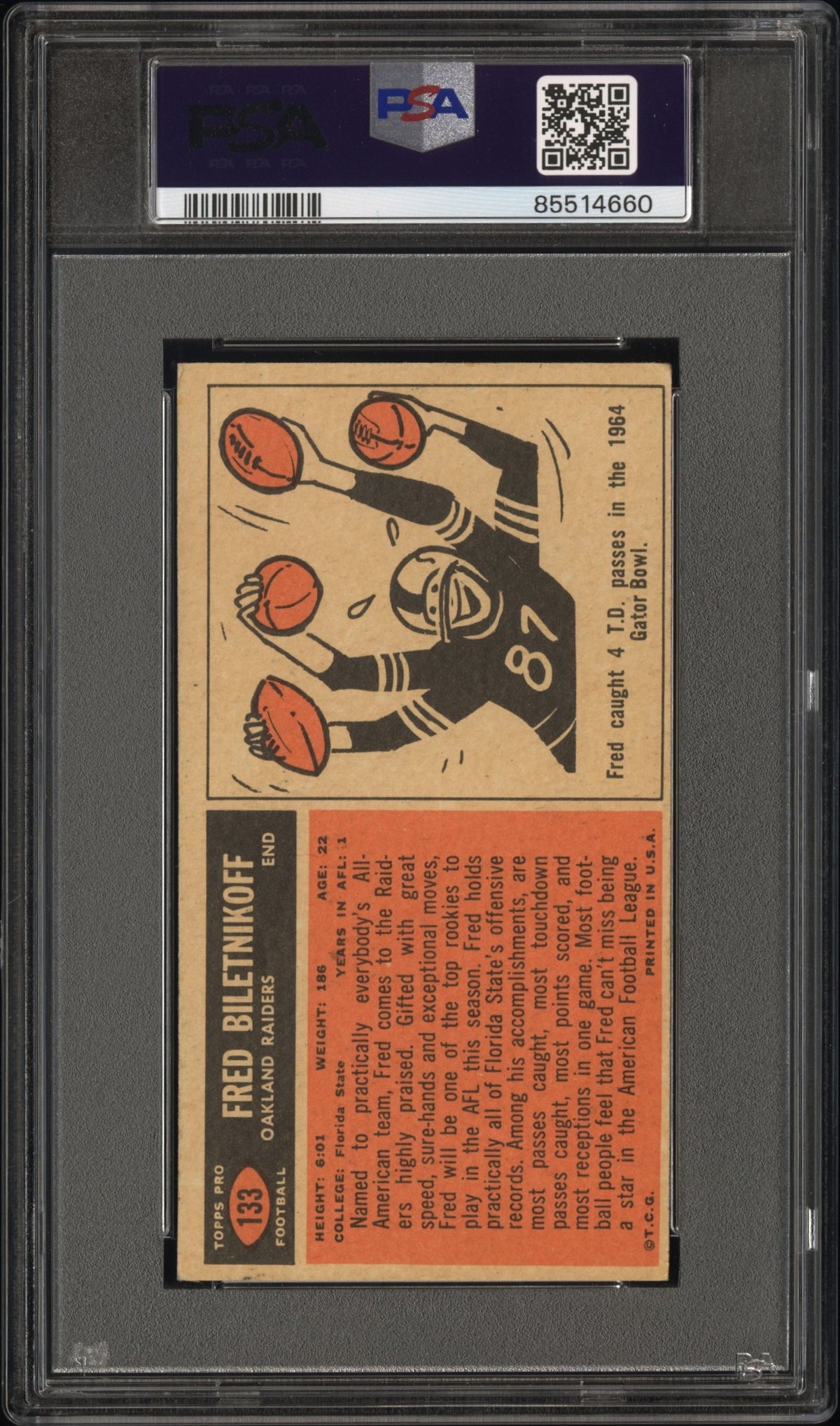 1965 Topps Fred Biletnikoff #133 PSA 4
