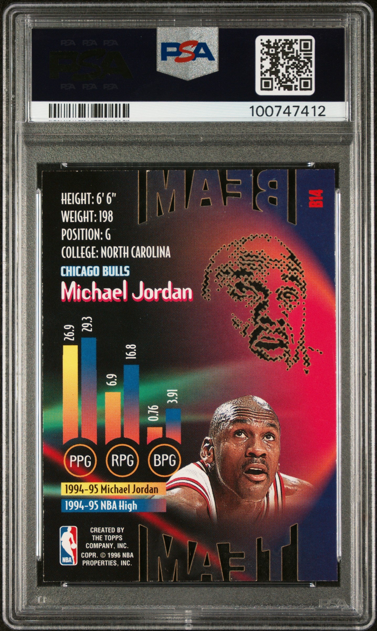 1995 Stadium Club Beam Team Michael Jordan #B14 PSA 7