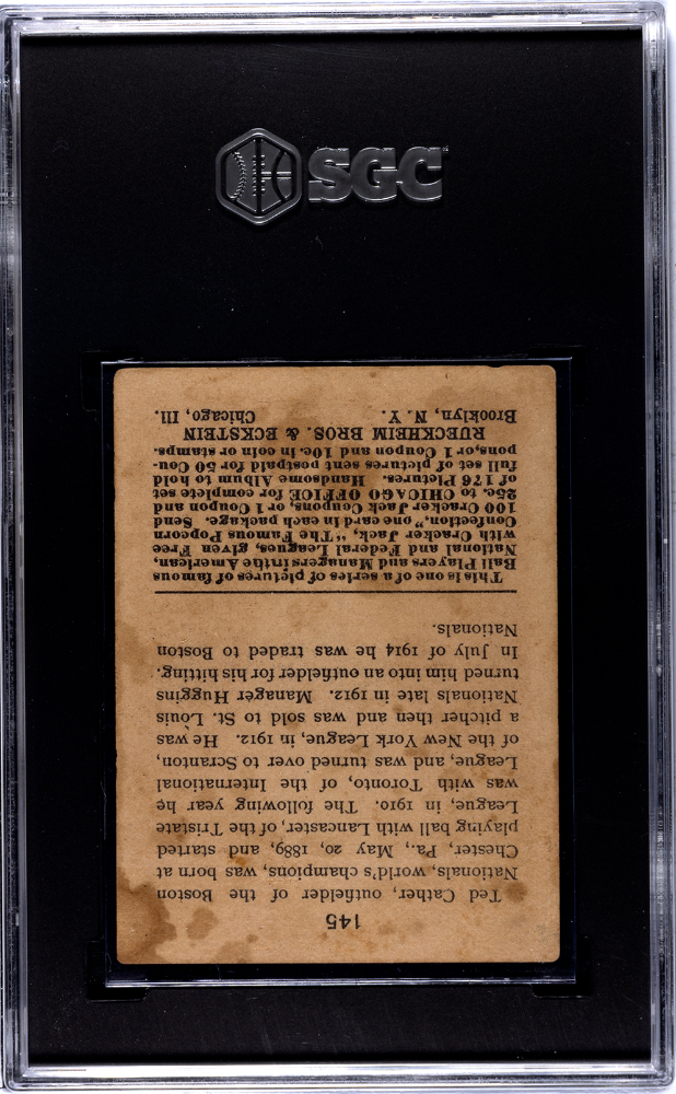 1915 Cracker Jack Ted Cather #145 SGC 2.5