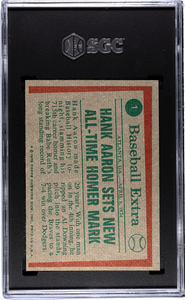 1975 Topps Hank Aaron #1 Highlights SGC 7