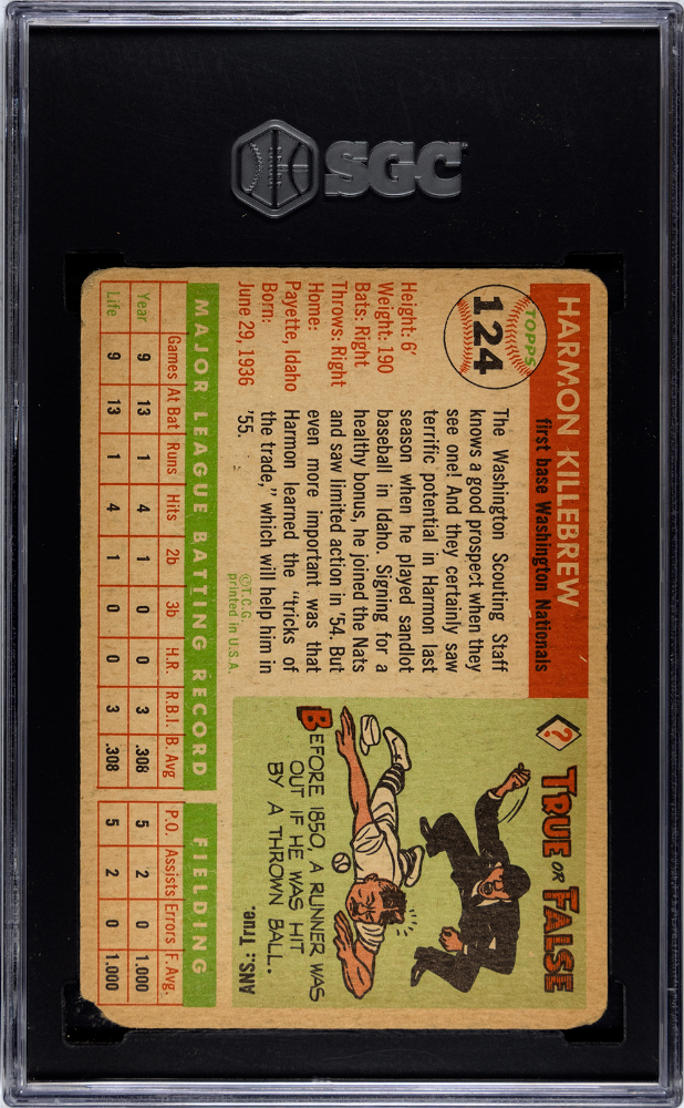 1955 Topps Harmon Killebrew #124 SGC A