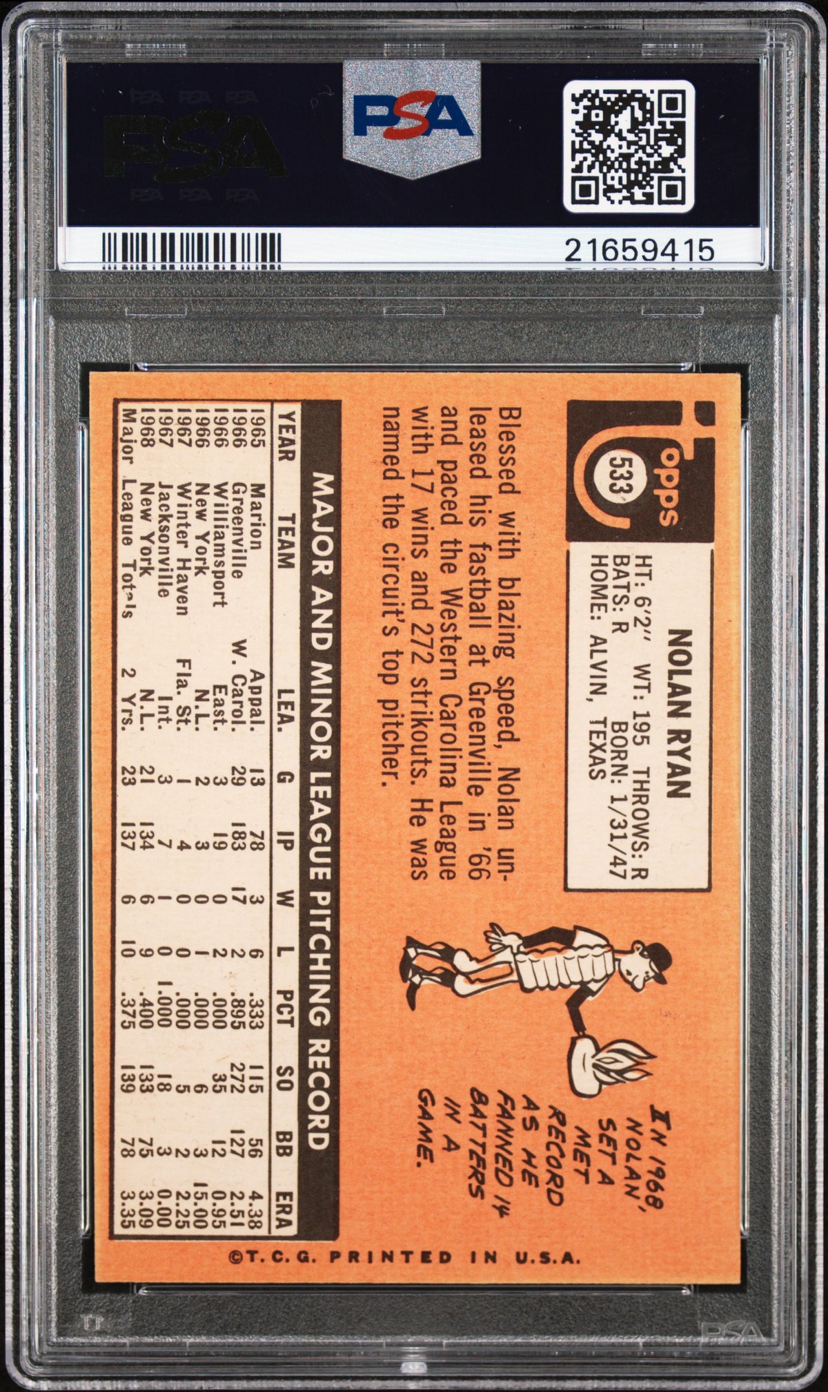 1969 Topps Nolan Ryan #533 PSA 7