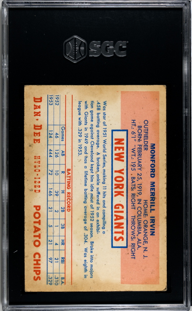 1954 Dan-Dee Potato Chips Monte Irvin SGC 4