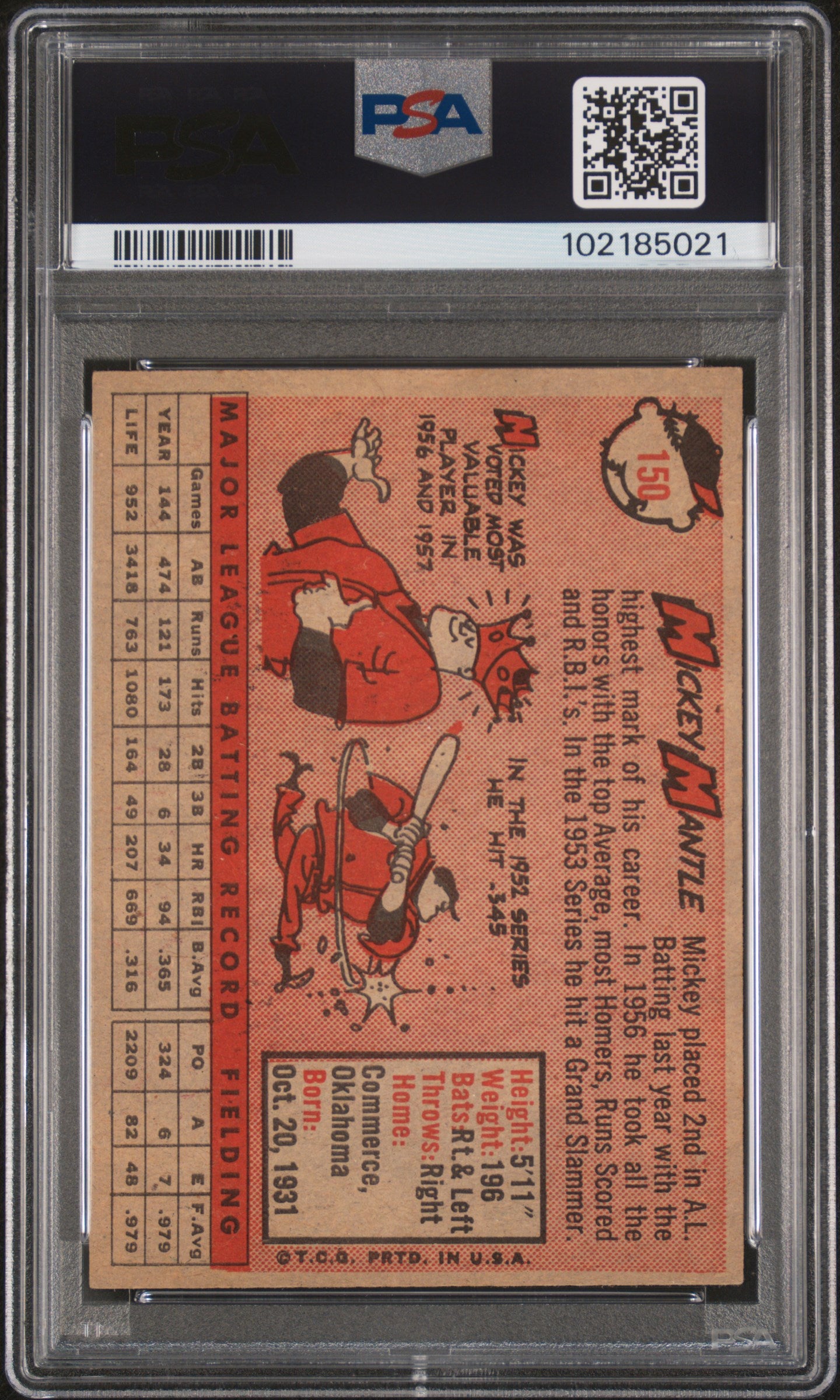 1958 Topps Mickey Mantle #150 PSA 6