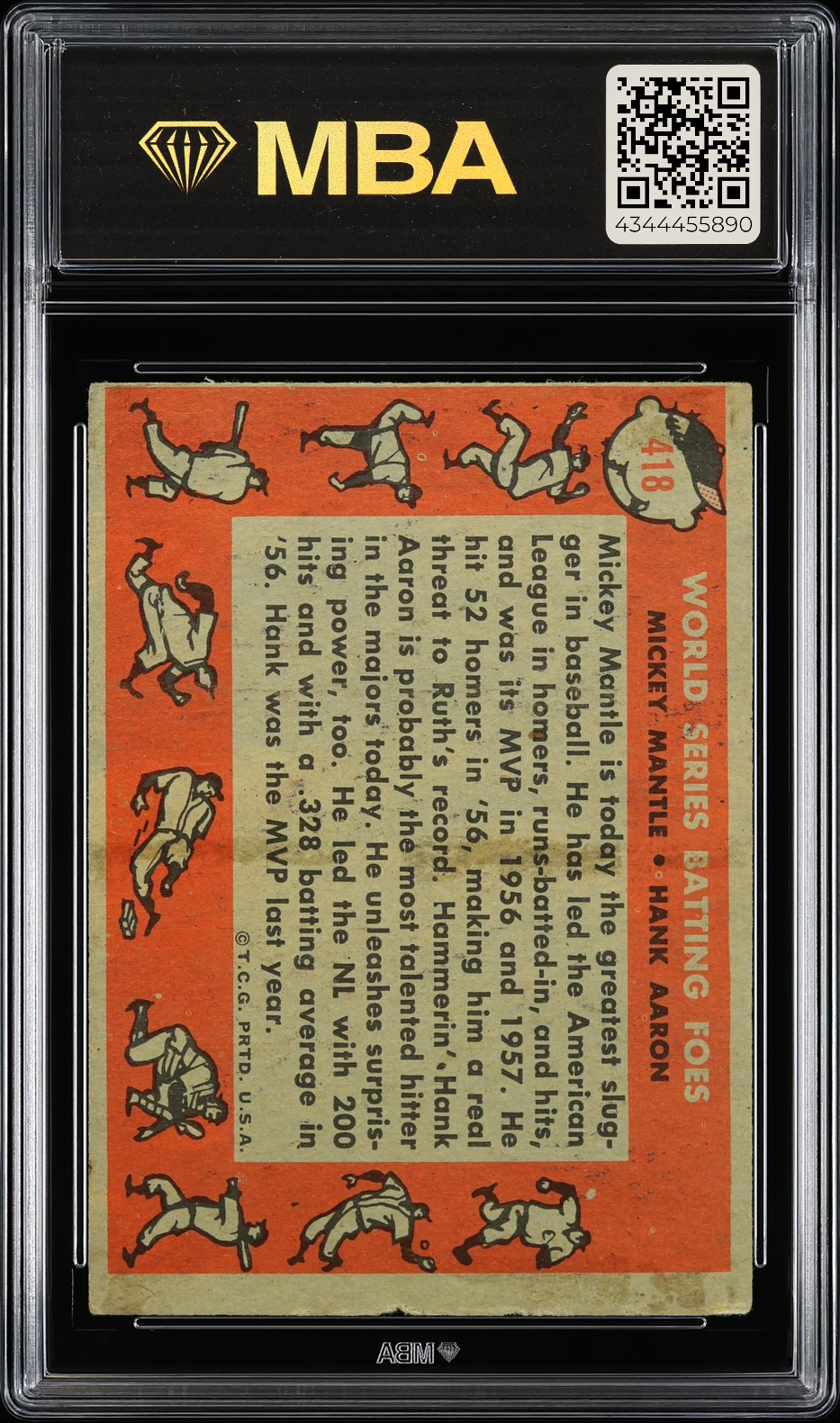 1958 Topps World Series Batting Foes #418 MBA 2