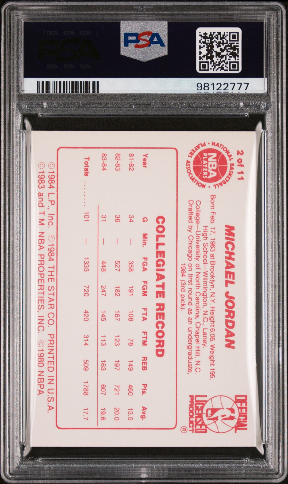1985-86 Star All-Rookies Michael Jordan #2 PSA 6