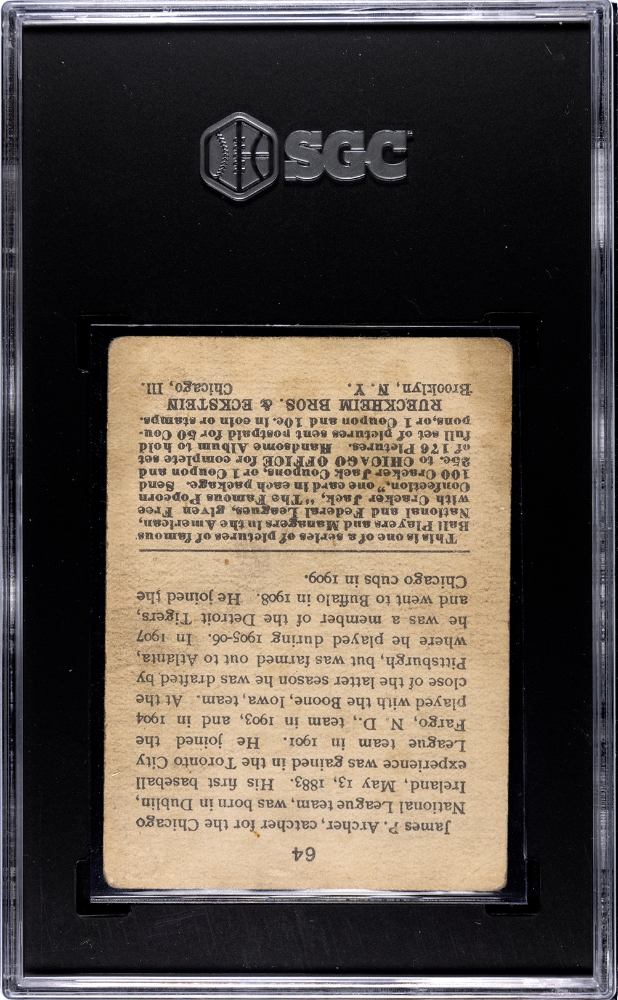 1915 Cracker Jack James Archer #64 SGC 1
