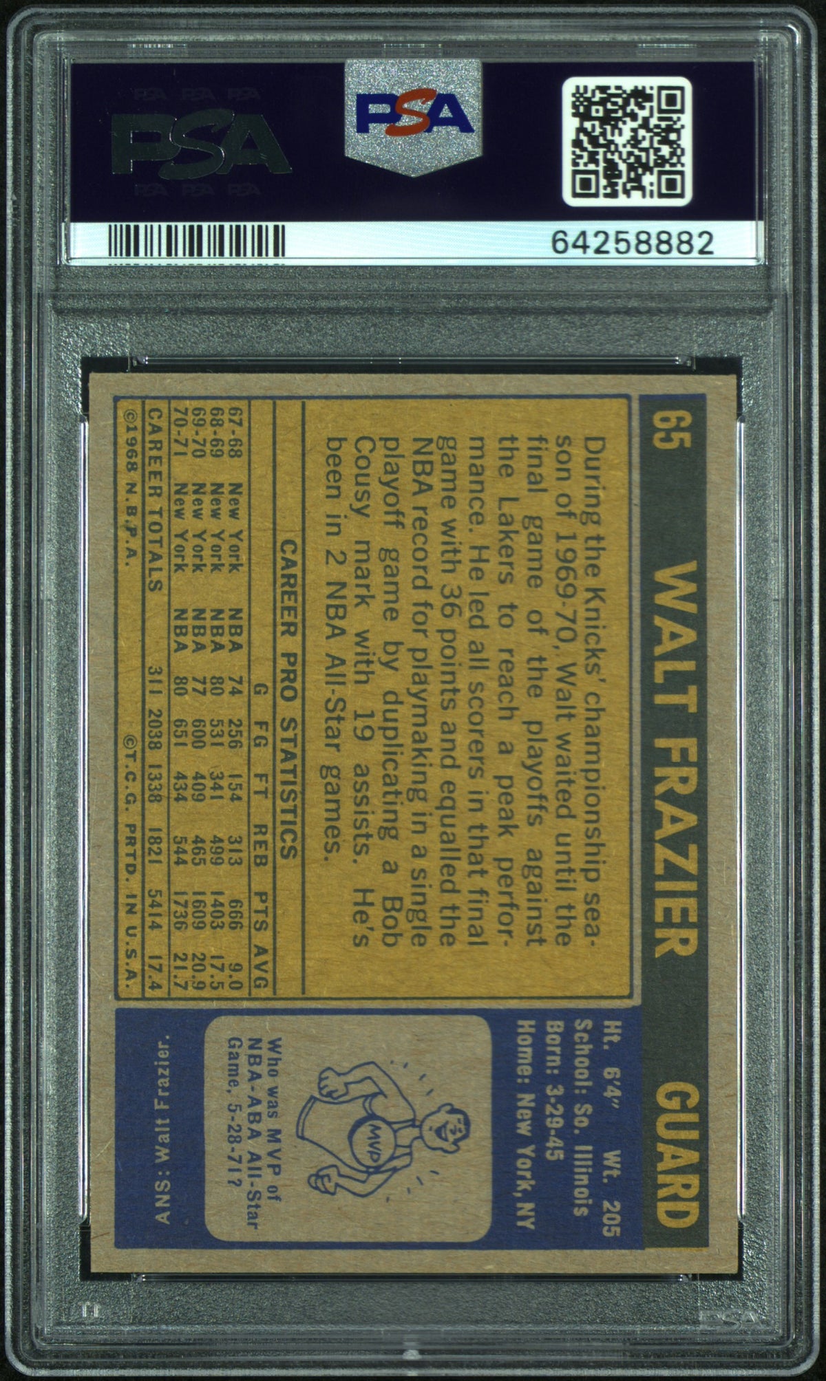 1971 Topps Walt Frazier #65 PSA 8