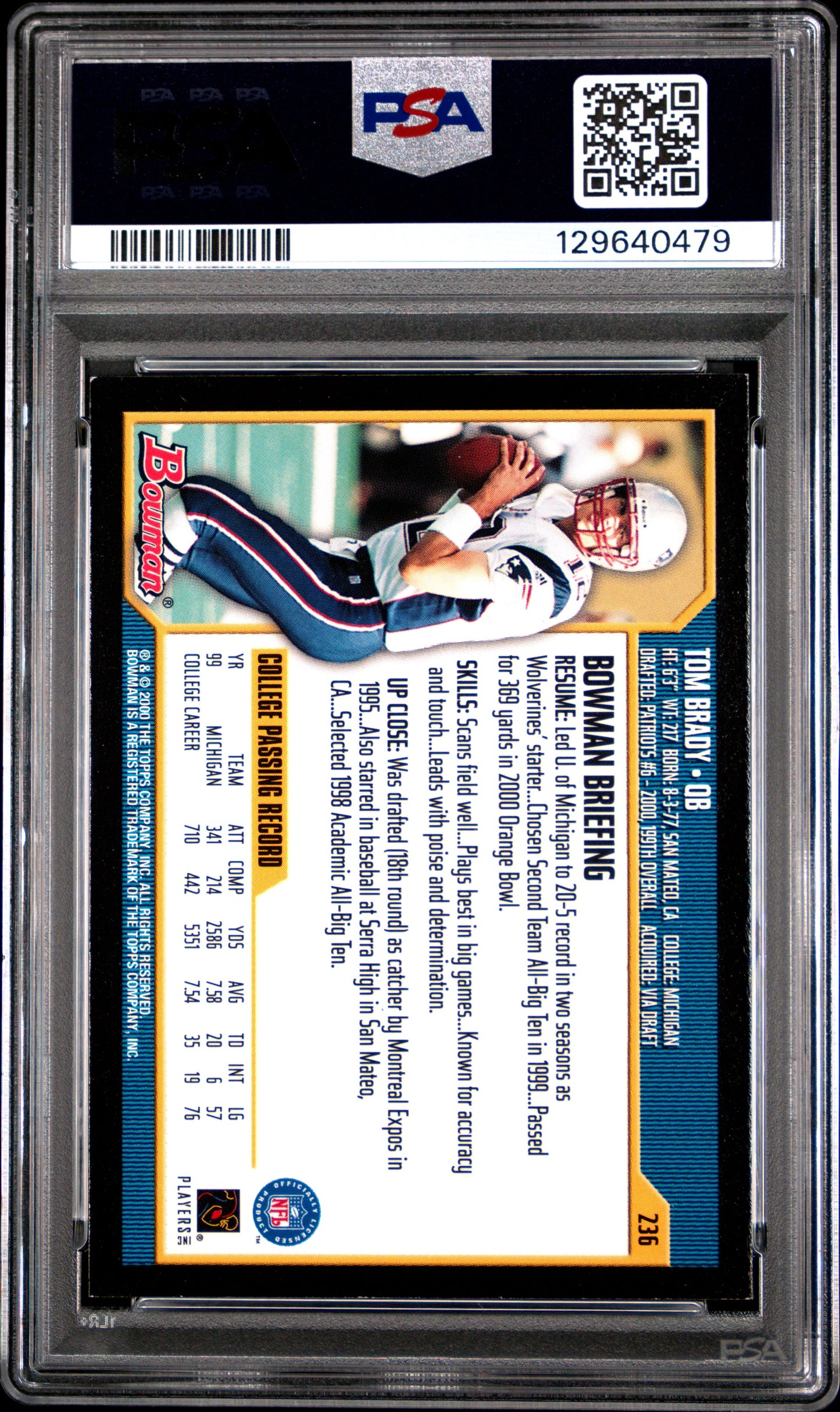 2000 Bowman Tom Brady #236 PSA 8