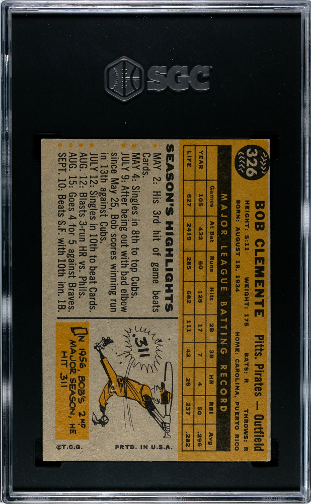1960 Topps Bob Clemente #326 SGC 3.5