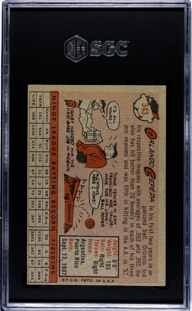 1958 Topps Orlando Cepeda #343 SGC 4.5