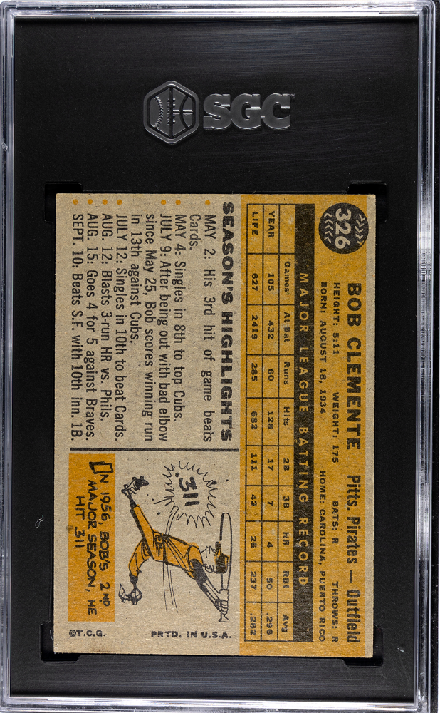 1960 Topps Bob Clemente #326 SGC 4.5