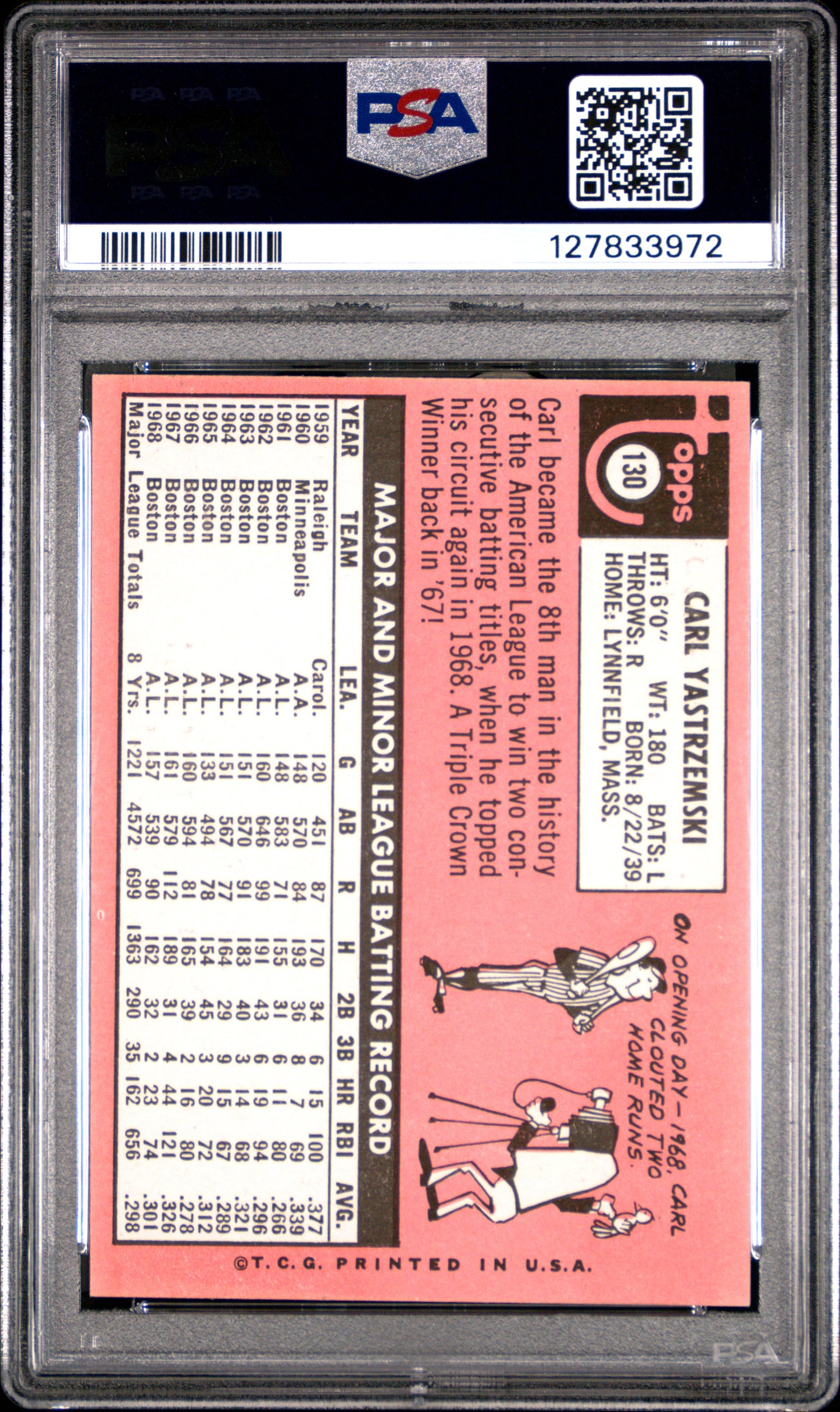 1969 Topps Carl Yastrzemski #130 PSA 8
