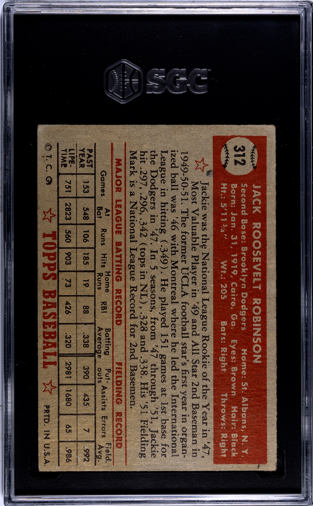 1952 Topps Jackie Robinson #312 SGC 1.5