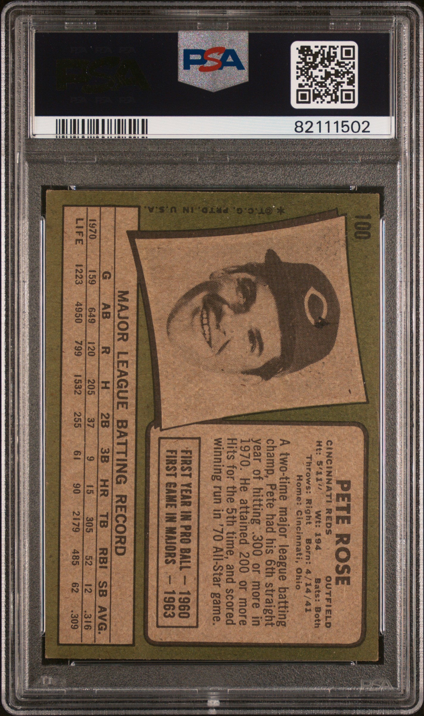 1971 Topps Pete Rose #100 PSA 4