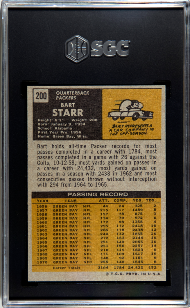 1971 Topps Bart Starr #200 SGC 8