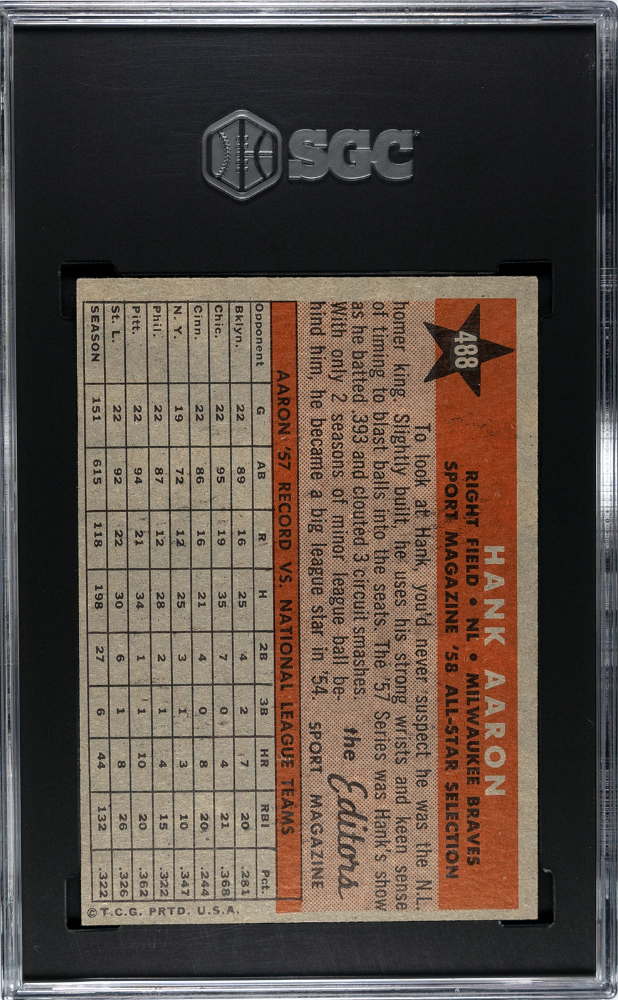 1958 Topps Hank Aaron #488 All Star SGC 5.5