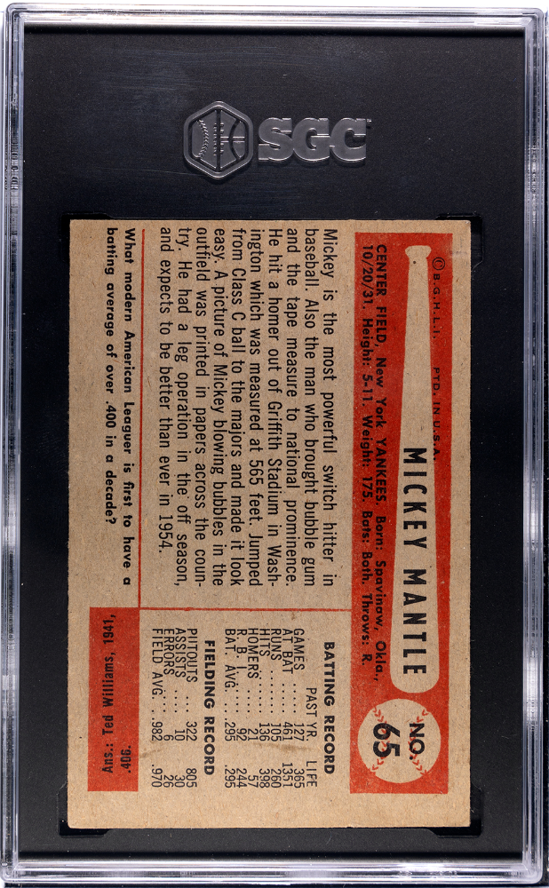 1954 Bowman Mickey Mantle #65 SGC 3.5