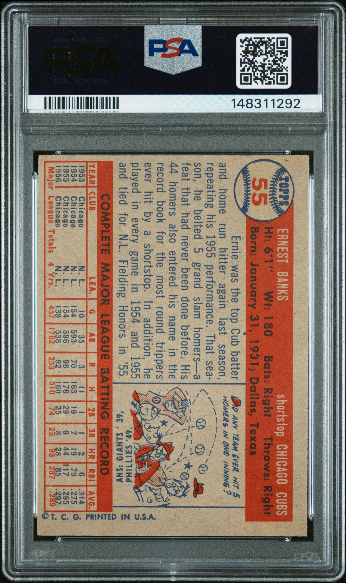 1957 Topps Ernie Banks #55 PSA 6