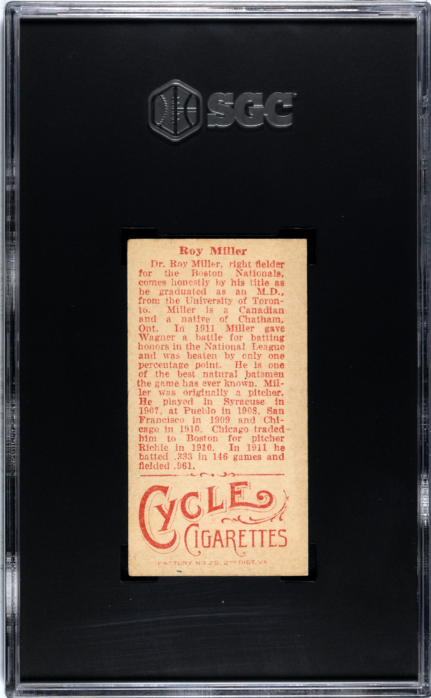 1912 Cycle Cigarettes (T207) Roy Miller SGC 1.5