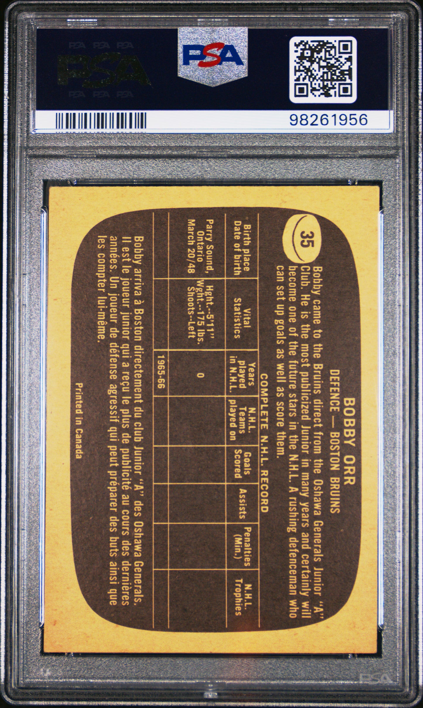 1966 Topps Bobby Orr #35 PSA 3