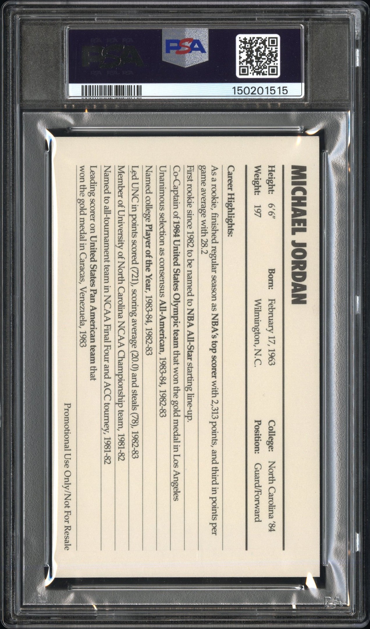 1985 Nike Michael Jordan Promo PSA 8