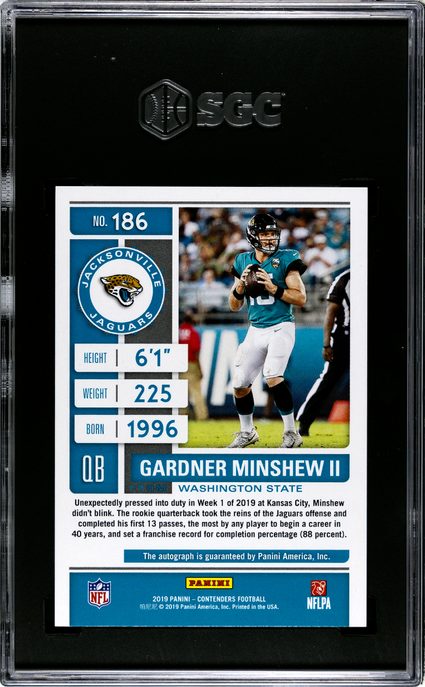 2019 Panini Contenders Gardner Minshew #186 SGC 9.5 Auto 10