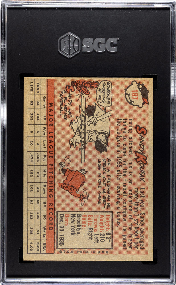 1958 Topps Sandy Koufax #187 SGC 7