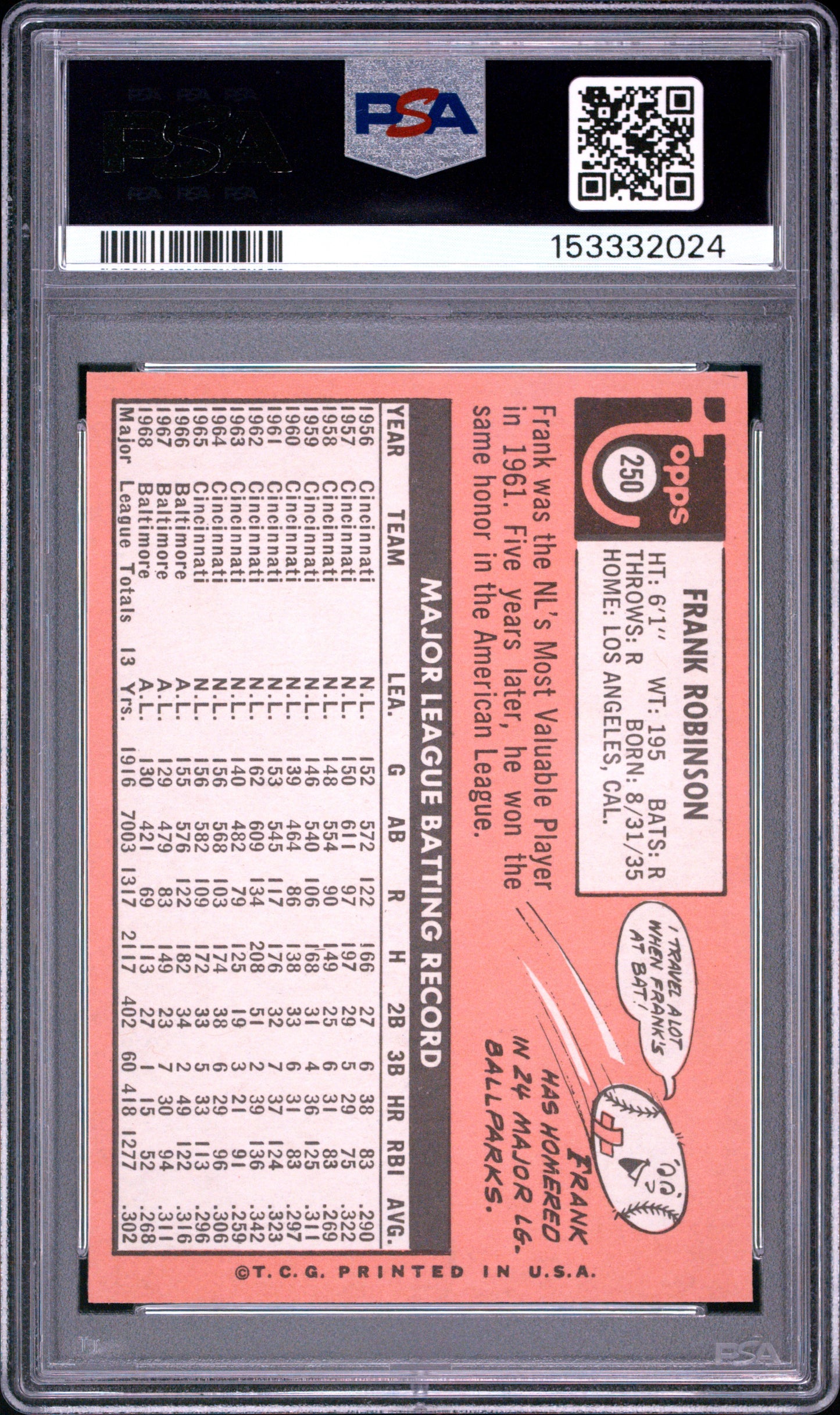 1969 Topps Frank Robinson #250 PSA 8
